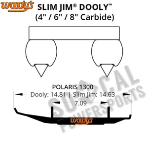 Woodys Dooly Carbide Wear Rods-4in. for 2019-2021 Polaris INDY EVO Snowmobile - Picture 1 of 2