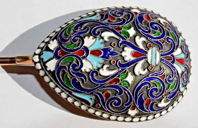 ✅ РУССКИЙ ИМПЕРАТОРСКИЙ 84 СЕРЕБРО 84 СЕРЕБРЯНАЯ ЭМАЛЬ ЛОЖКА КОВШ ЧАША ЧАШКА ЯЙЦО ЗАКОЛКА - Изображение 1 из 4