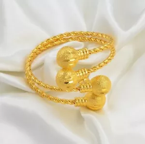 DUBAI GOLD BANGLE Bracelet 24K Gold Plated Wedding Indian Bridal Africa Ethiopia - Picture 1 of 3