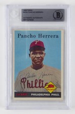 Pancho Herrera Signed Slabbed 1958 Topps Card Philadelphia Phillies Beckett COA