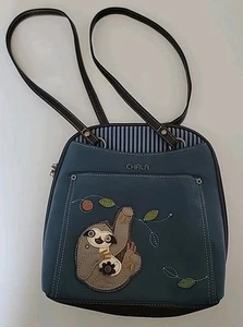 Mochila convertible Chala azul perezoso bolso de lona de cuero sintético - Imagen 1 de 9