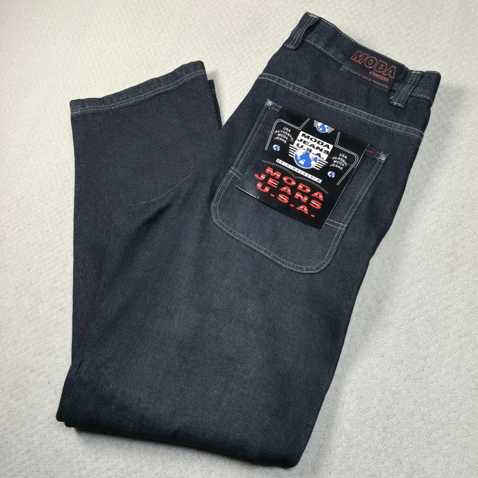 NWT Vintage MODA Jeans USA Baggy Fit Mens 38x34 Dark Wash Hip Hop Skater Y2K  - Image 1 of 4