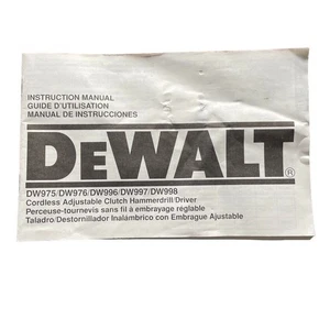 Dewalt Cordless Adjustable Clutch Hammerdrill Manual Instructions u - Picture 1 of 3