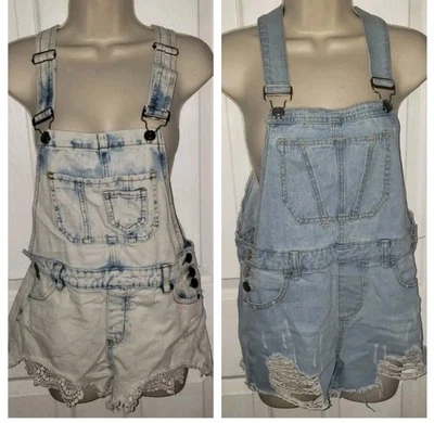 Hot Kiss Ava Lote (2) Talla 4 Babero Corto Denim Azul Envejecido Festival Y2K Foto 1 de 4