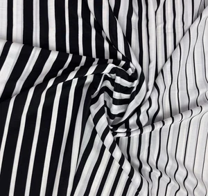 Black and White Striped Poly Print Fabric - Picture 1 of 3