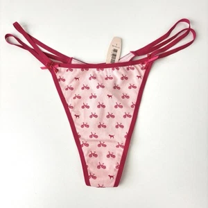 NWT Victoria's Secret PINK Bow Vintage L Double String Thong Bicycle Bike Panty - Picture 1 of 11