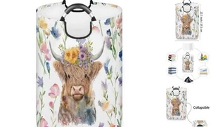 Collapsible Laundry Basket Highland Cow,Laundry Hamper with highland cow - Picture 1 of 8