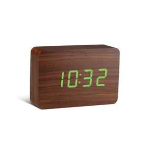 LED Alarm Clock Clamp and Click Sound Activated Digital Date Temp Brown & Green - Picture 1 of 1