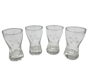 Tulips Floral Etched Cordial Shot Glasses Set of 4 Aperetif 50's Mid Century MCM - Picture 1 of 6