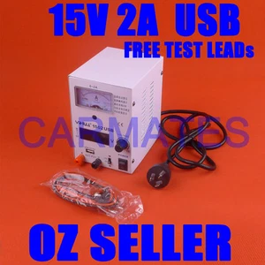 Adjustable Variable DC Power Supply Linear Mode 15V 2A USB port Electronic Test - Picture 1 of 4