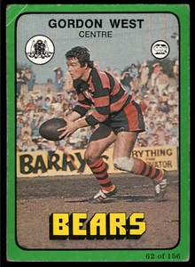 1978 #62 Gordon West North Sydney Bears Scanlens rugby league NRL card - Picture 1 of 2