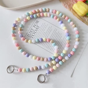 Crossbody Lanyard Necklace Strap Macaron Color Beads Universal Long Hanging R _t - Zdjęcie 1 z 11