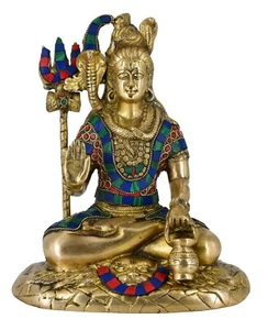 Statua in ottone Whitewhale Lord Shiva forza religiosa Dio scultura idolo - Foto 1 di 4