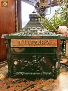 GREEN POST BOX. CAST ALUMINIUM & Metal, Wall Mounted. Letters Mail. Very Stylish - Picture 1 of 12