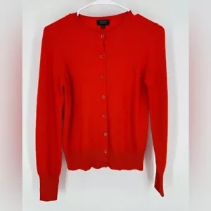 J Crew | Maglione Cardigan Donna S Small 100% Cashmere Arancione - Foto 1 di 7