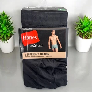 Hanes Ultimate Mens Originals Trunks Supersoft Viscose Underwear 3PK Sz XL Black - Picture 1 of 3