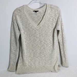 Suéter American Eagle Para Mujer Talla Pequeña Marfil Dorado Brillo Tejido Cuello en V Suelto - Imagen 1 de 6