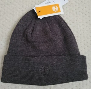 NWT Timberland Men's Logo Cuff Watch Cap Beanie Hat Charcoal Grey T100358C - Picture 1 of 2