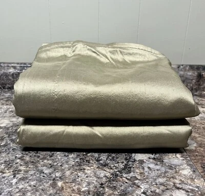 Pottery Barn Gold Silk Dupioni Drapes Pole Pocket Curtains 2 Panels 104x84 Total - Image 1 of 4