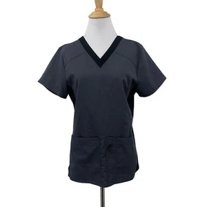 Scrubstar Scrub Top Womens XS Extra Small Pewter Stretch Short Sleeve V Neck - Picture 1 of 10