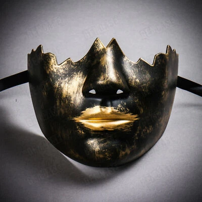 Black Gold Lip Lower Half Face Costume Masquerade Festival Ball Party Mask - Image 1 of 3