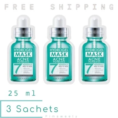 3 Sachets X 25 ml Rojukiss Acne Poreless Hydrogel Mineral Sheet Mask 7 Anti Acne - Image 1 of 4