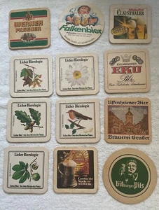 LOT of Twelve (12) Different German Beer coasters mats some vintage lot #2 of 6 - Picture 1 of 2