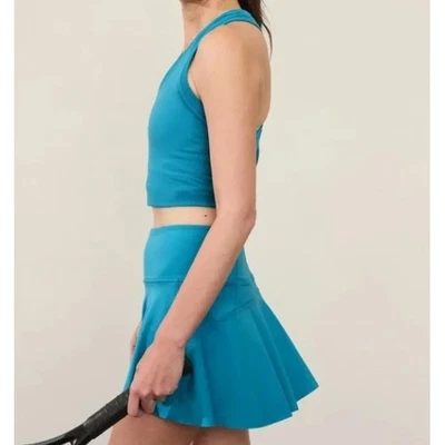 Falda corta de tenis Athleta Ace 13,5" azul verde azulado atlética para correr entrenamiento L Foto 1 de 4