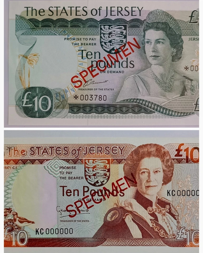 Lote de 10 muestras de jersey (2) - Tipos de retratos de la reina Isabel II - Channel Island Foto 1 de 4