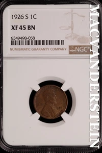 1926-S Lincoln Wheat Cent - NGC XF 45 BN - Scarce No Reserve #SLH234 - Picture 1 of 2