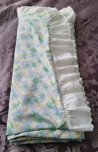 Vtg Handmade Blue Mix Floral Cottagecore Prairie Lace Trim Kingsize Duvet Cover - Picture 1 of 8