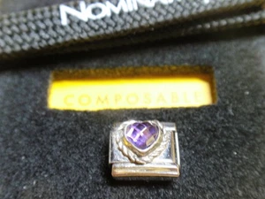 ** Original Nomination FACETTIERTES VIOLETTES HERZ SILBER Charm UVP 27£ ** - Bild 1 von 3