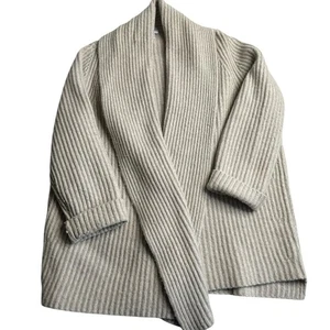 Lewit Wolle-Kaschmir-Mischung gerippt vorne offen Cardigan Pullover Damen Gr. 1 beige - Bild 1 von 6