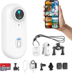 H8 64GB 4K Thumb Action Camera, Mini Body Cameras, Wearable Pocket White - Picture 1 of 9