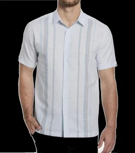 Cubavera Herren Leinenmischung blau LT gestreift Button-Down Hemd S NEU $ 80 CUWFC026DS - Bild 1 von 2