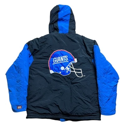 Chaqueta acolchada con capucha XL logotipo de casco vintage de los New York Giants Mirage NFL de los años 90 Foto 1 de 4