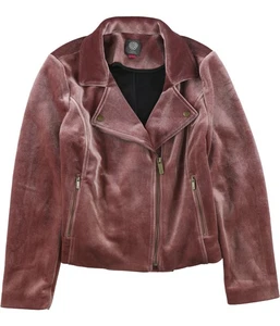 Vince Camuto Womens Heavy Velvet Scuba Motorcycle Jacket, Pink, Large - Picture 1 of 2