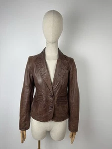 Women’s Vintage Principles Leather Cropped Blazer Casual Jacket size 10 - Picture 1 of 7
