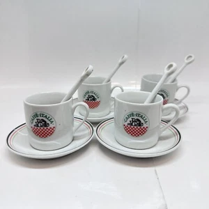 Himark Cerámica Espresso Set Café Italia Lote de 4 Tazas Expresso y Platillos y Cucharas - Imagen 1 de 11
