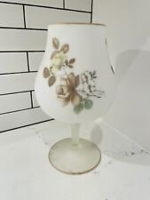 Large VTG Norleans Footed White Satin Frosted Glass Goblet Twisted Stem Italy