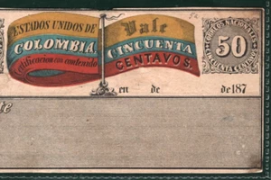 COLOMBIA 50c *FLAG* Registered CUBIERTA Unused 1880 Stationery G6a Cat $80 CGR3 - Picture 1 of 7