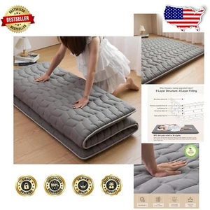 Luxury 3.5" Thick Full Size Futon Mattress - Dark Gray Fabric, Double-Sided Use - Picture 1 of 7