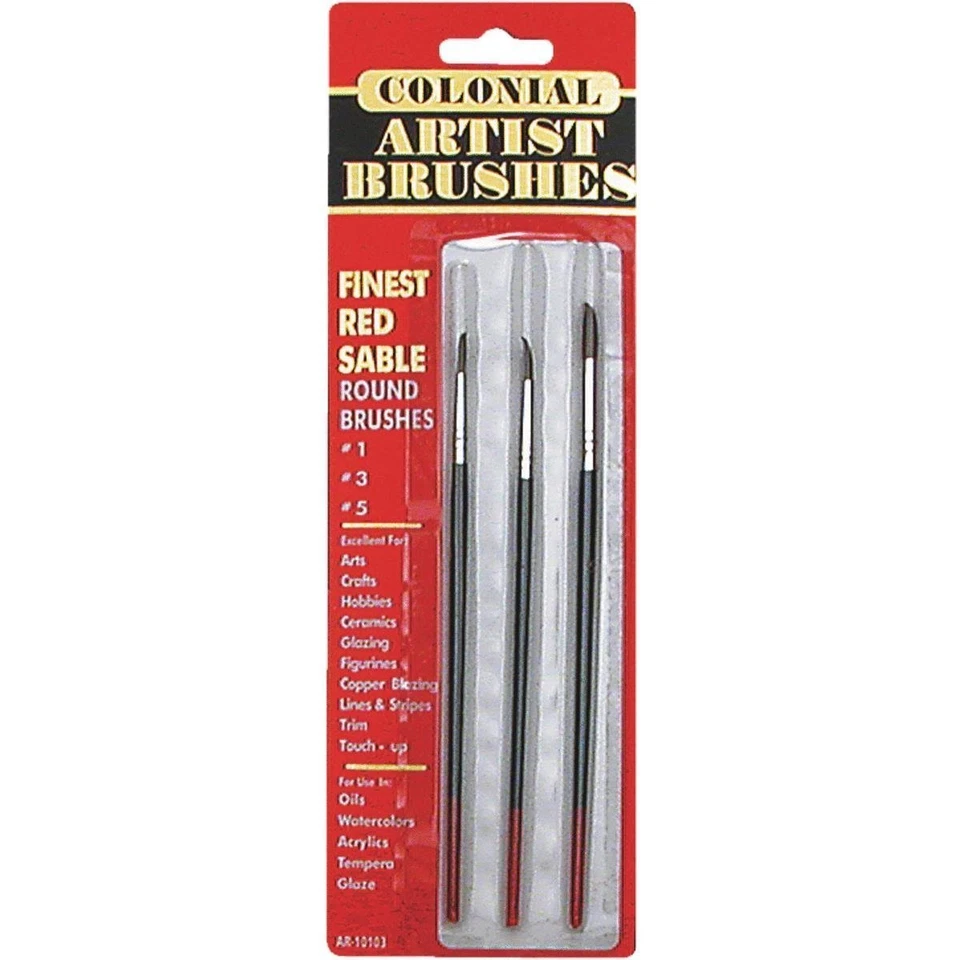 Pincéis redondos de artista Premier Colonial 3 peças de zibelina vermelha - Imagem 1 de 1