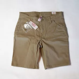 Bermuda Justice kaki nuovi con etichette pantaloncini zip anteriore mosche tasche posteriori taglia 12 - Foto 1 di 2