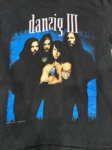 VNTG 1992 Danzig III Dirty Black Summer Tour Shirt Anvil Single Stitch USA Large - Picture 1 of 9