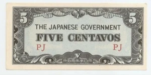 Philippines 5 centavos ND (1942) Japanese Occup. 2 block letters PJ UNC!!! - Picture 1 of 2