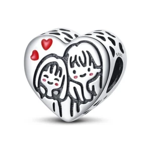 KUNSIR 925 Sterling Silver Sister Love Heart Bead Bracelet Charm Bead Girls Gift - Picture 1 of 5