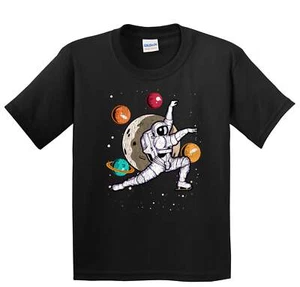 Boys Figure Skating Shirt - Figure Skating Astronaut Outer Space Kids T-Shirt - Picture 1 of 4