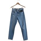 Levis Blue Wedgie Fit Icon Jeans Womens 25 Distressed High Rise Button Fly  New