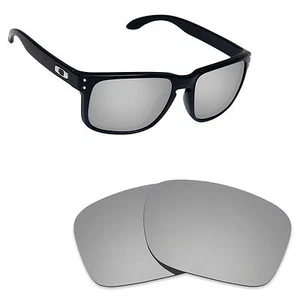 Hawkry Polarized Replacement Lenses for-Oakley Holbrook Silver Titanium Mirror - Picture 1 of 3